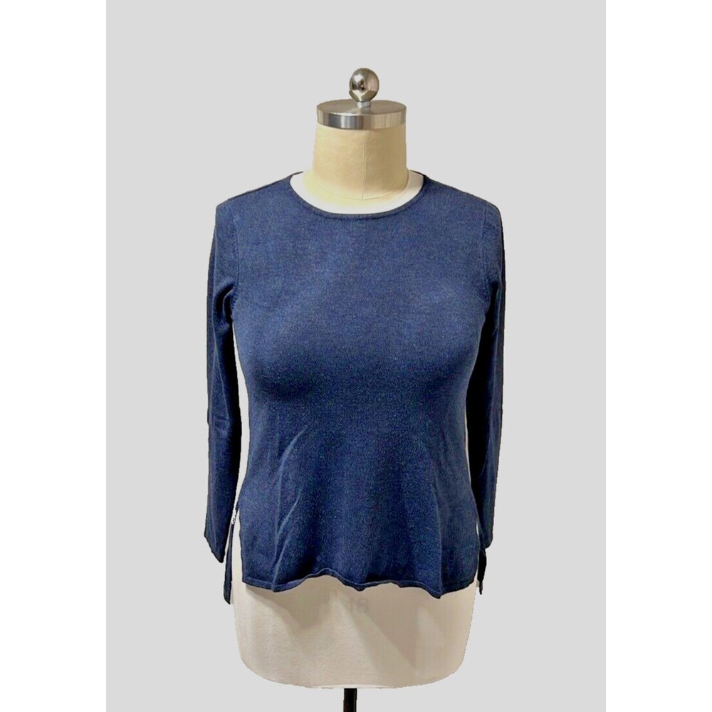 Chelsea & Theodore Sweater Women's Size XL Crew Neck Blue Tunic Length
